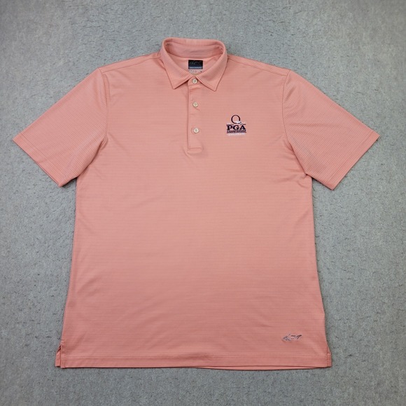 Quail Hollow Greg Norman Golf Polo Shirt Mens L Orange Short Sleeve Performance - Picture 2 of 10